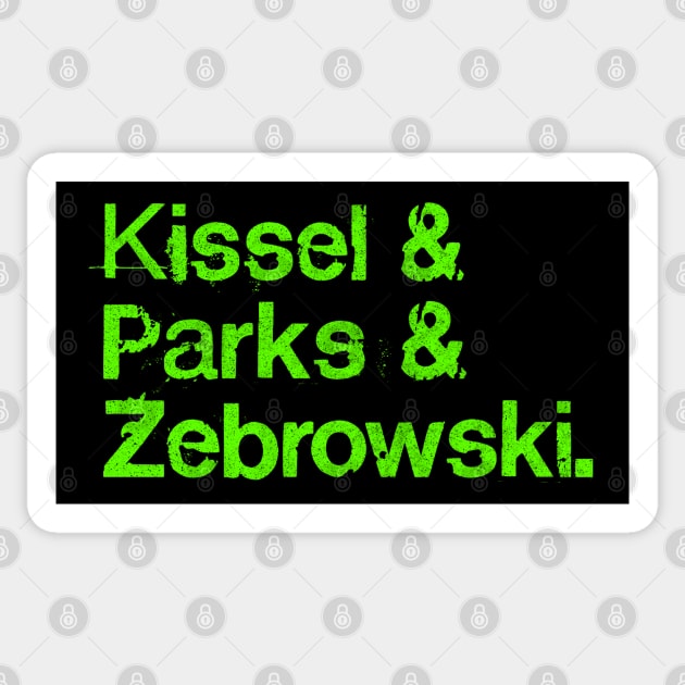 Kissel Parks And Zebrowski - Grunge Typographic Tribute Design Sticker by DankFutura